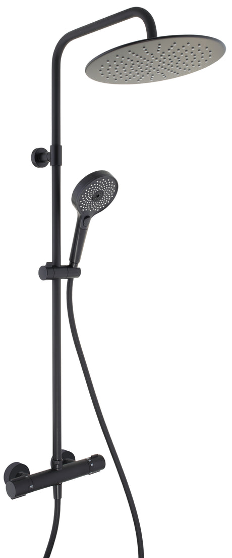 Alva Spa Duschsystem mit Ora 1.0 Thermostat, runder Kopfbr.,Black L. Matt - AQARSPDST2.1BM
