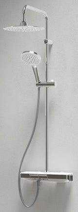 Alva Spa Duschsystem 120cm Thermostat, Chrom, Ablagefläche Weiß - AQARSPDST10