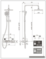 Alva Spa Duschsystem 120cm Thermostat, Chrom, Ablagefläche Weiß - AQARSPDST10