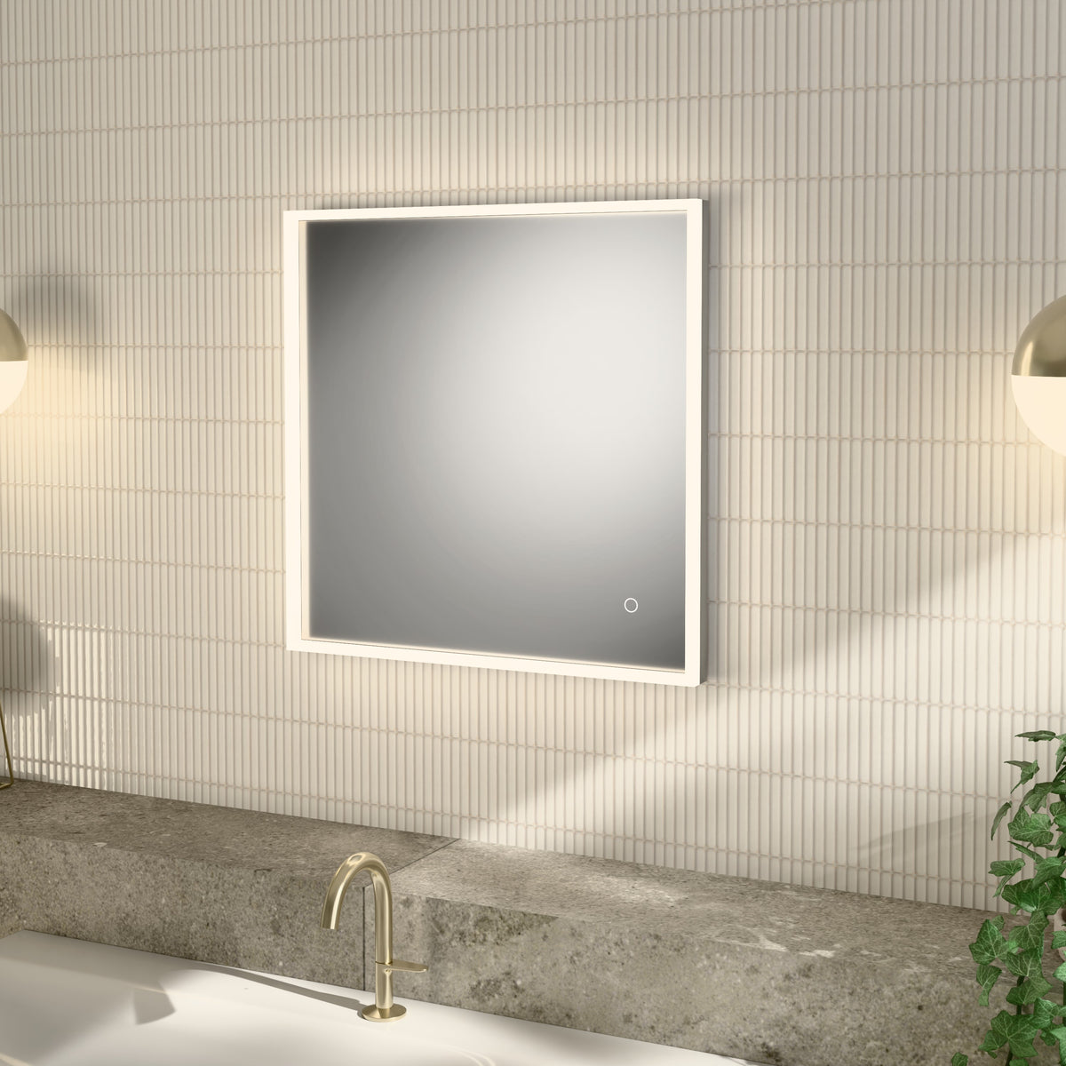 Alva Forta 2.0 Lichtspiegel 60x60cm Touchschalt.,LED 35W, Lichtrahm. Weiß M. - AQBMFOLS19