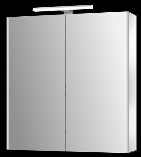 Alva Varia Aluminiumspiegelschrank 65,4x71,3x15,3cm, LED-Aufsatzleu., vers. - AQBMVASPS10