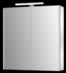 Alva Varia Aluminiumspiegelschrank 65,4x71,3x15,3cm, LED-Aufsatzleu., vers. - AQBMVASPS10