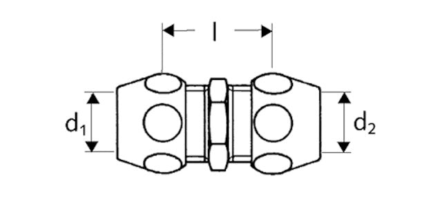 Alva Gerade-Doppel-Verschraubung, Ø 8 mm (DN 10 G 3/8 AG), Ø 8 mm (DN 10 G 3/8 AG) - ACRVC8