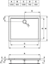 Alva Idea Acryl Brausetasse 120x90x4,7cm, Weiß ohne Füße - AQBTIDBT120.90F