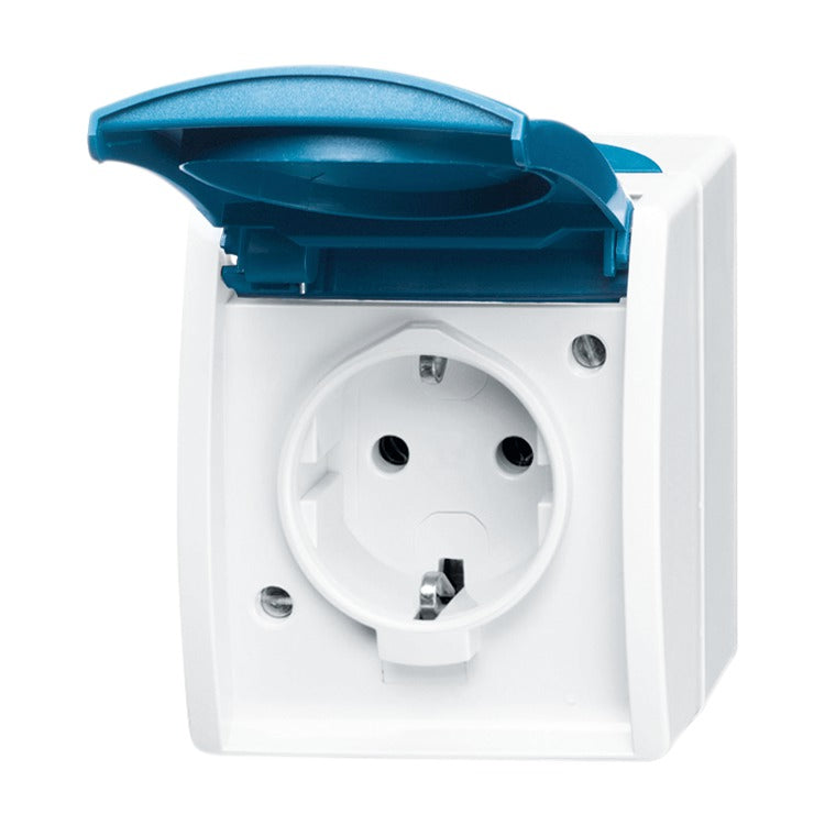 BUSCH-JAEGER FR AP Steckdose Ocean IP44, grau/blaugrün   – 2CKA002083A0817