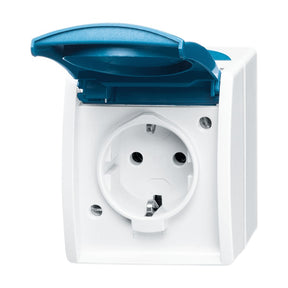 BUSCH-JAEGER FR AP Steckdose Ocean IP44, grau/blaugrün   – 2CKA002083A0817