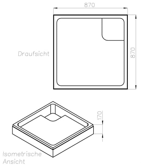 Alva Forta Träger für Brausetasse AQBTFOBT90.6S, 90x90x6,5cm - AQTRFOBT90.6S1