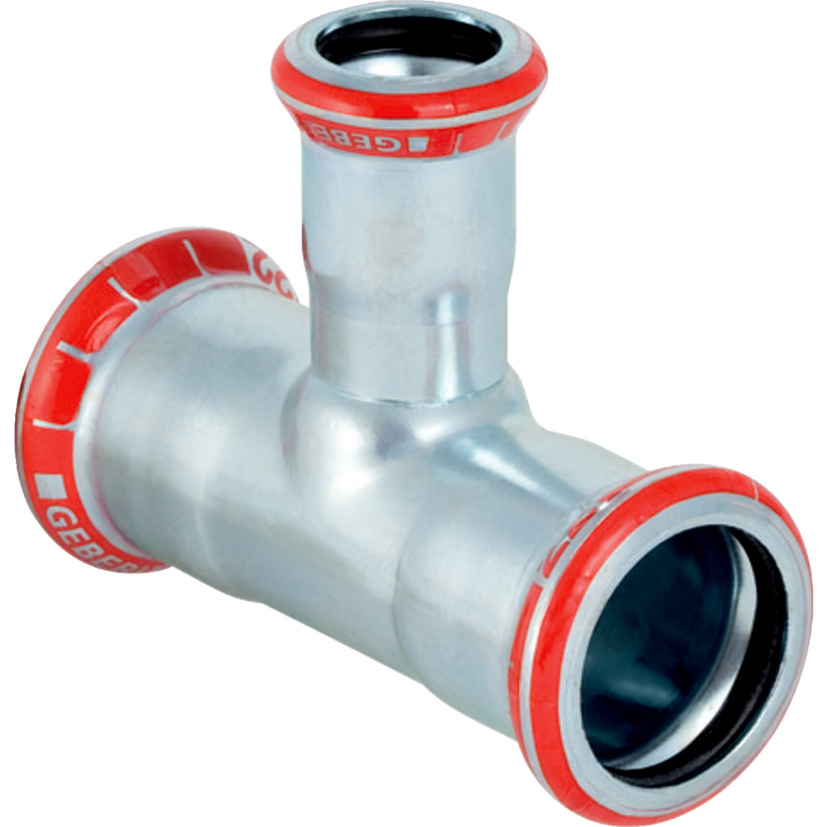 GEBERIT GE Mapress C-Stahl T-Stueck mit erweitertem Abg. d22 x 28 x 22mm verz.  – 21107