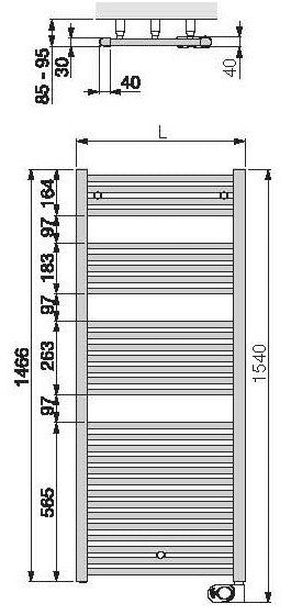 Alva Amoa Badheizkörper 150x50cm rein elektrisch, 750W, Weiß - AQBHAM150.50ELW