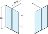 Alva Spa 1.0 Freistehe. SW m. Schiebeel. li.,157-159/200cm, Gl. ESG Cl.,Silb. HGL - AQDUSPFSWS160L
