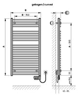 Alva Una 2.0 Badheizkörper gebogen weiß rein elektrisch, 143x60cm, 750W - AQBHK143GEL.2