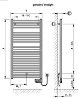 Alva Una 2.0 Badheizkörper gerade weiß rein elektrisch, 115x60cm, 500W - AQBHK115EL.2