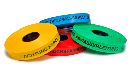 Alva Trassenwarnband, gelb, Rolle 100m, 35x0,5mm, Starkstomkabel Netz Burgenland - AELWBSTKB100