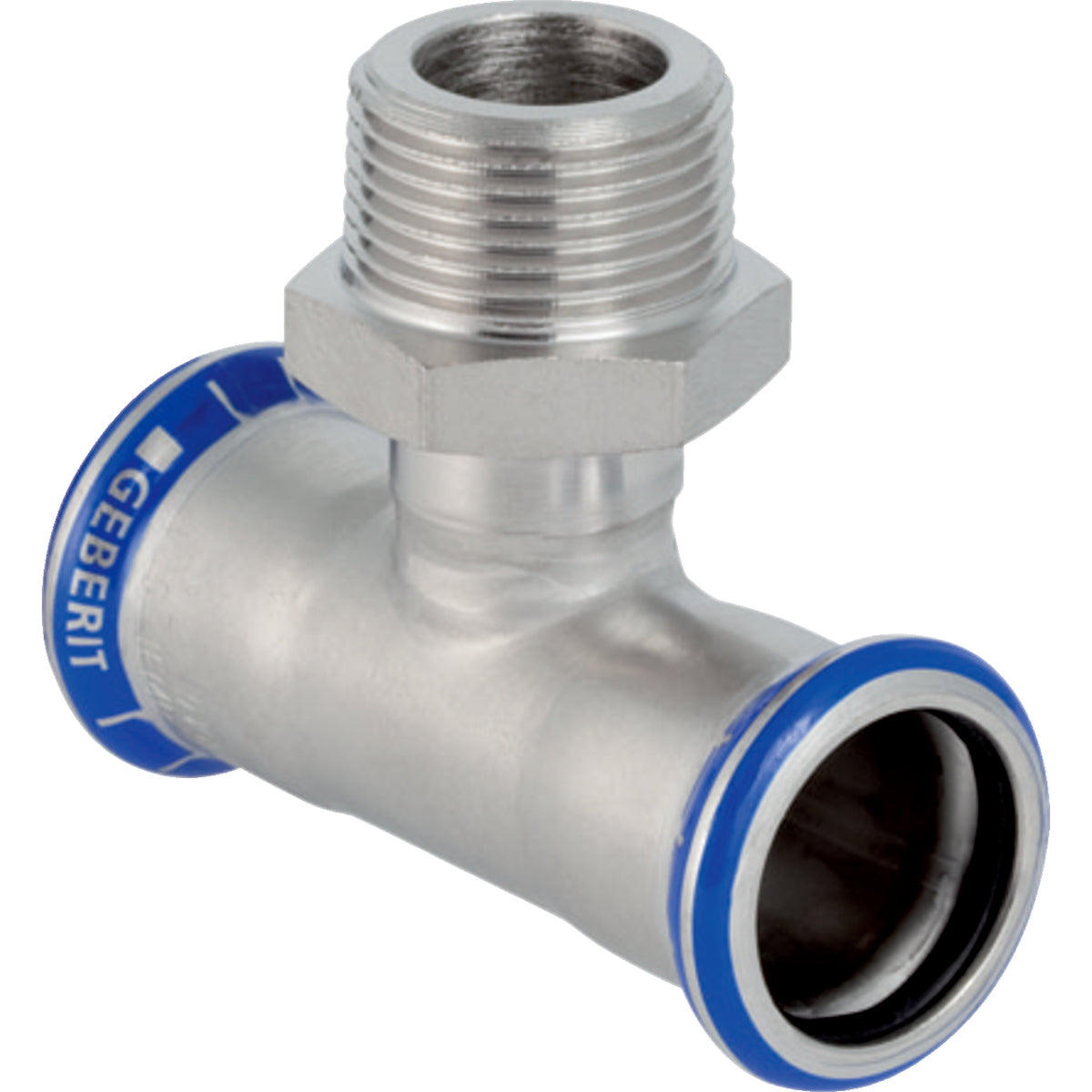 GEBERIT GE Mapress Edelstahl T-Stk. mit Abgang d22 x R3/4 x 22mm  – 31458