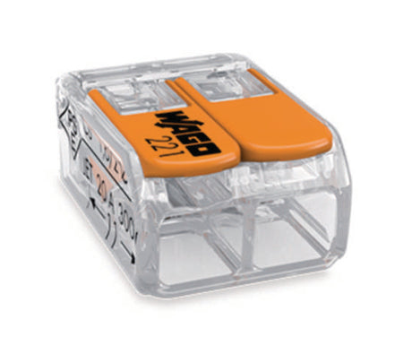 WAGO COMPACT Verbindungsdosenklemme 2-polig mit Hebeln, max. 4 mm², transparent   – 221-412