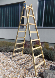 Alva Holz Doppelleiter mit 8 Sprossen ™NORM EN 131-1,-2,-3,  H”he 256,5 cm - HDL8SP