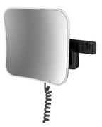 Alva Varia Kosmetikspiegel 5-fach LED, eckig 20,9cm,Gelenk.Kabel,Schwarz - AQBMVAKSPB6S