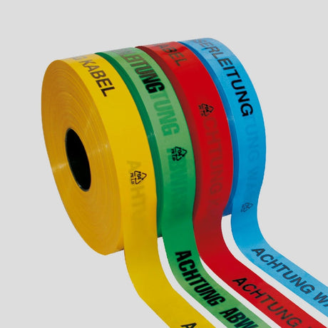 Alva Trassenwarnband, gelb, Rolle 250m 40x015mm, Achtung Lichtwellenleiter - ATWBLWL250G40