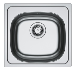 Alva Einbausple 455x435 mm Edelstahl ungebuerstet,  3 1/2" Stopfenventil - ACSE45N