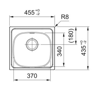 Alva Einbauspüle 455x435 mm Edelstahl ungebuerstet,  3 1/2" Stopfenventil - ACSE45N