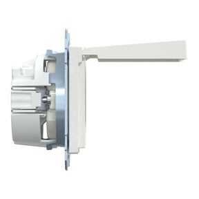 MERTEN SCHUKO-Steckdose mit Klappdeckel, Steckk lemmen, polarweiß glänzend, System M  – MEG2311-0319