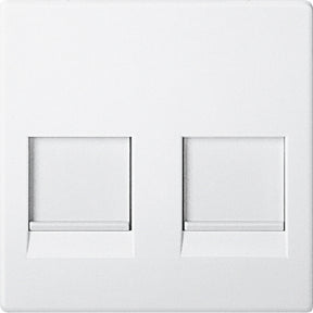 MERTEN Zentralplatte für Modular Jack 2fach m. Staubschutzschieber, polarweiß, System M  – MEG4562-0419