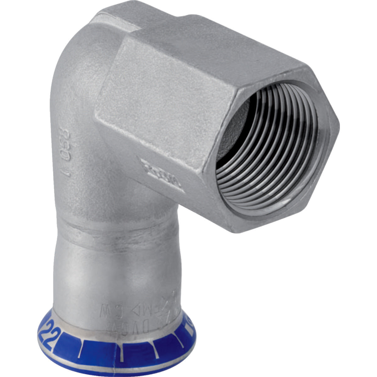 GEBERIT GE Mapress Edelstahl Uebergangswinkel 90 Gr. d35mm x Rp 5/4  – 33807