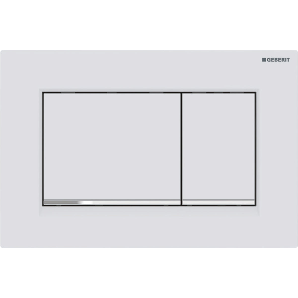 GEBERIT GE Betaetigungsplatte Sigma20 2-Mengen weissmatt lackiert/glanzchrom, square   – 115.883.JT.1