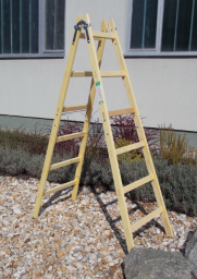 Alva Holz Doppelleiter mit 6 Sprossen ™NORM EN 131-1,-2,-3,  H”he 196,5 cm - HDL6SP