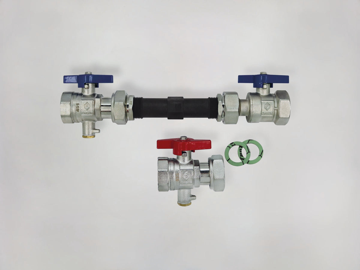 Alva FBH Verteiler WMZ Anschlusset  DG 1"IG x 1" ÜWM für WMZ 3/4"x110 mm - ALFBHVKHS1DW110