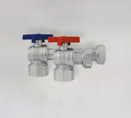ALVA FBH Verteiler Kugelhahnset Eck 1"IG x 1" ÜWM