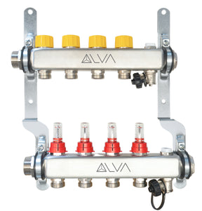 Alva FBH-Verteiler Edelst. DYNA-if 1"AG 14 Kreise, flachd. 0-5 l/min, L:840 mm - ALFBHVDY14