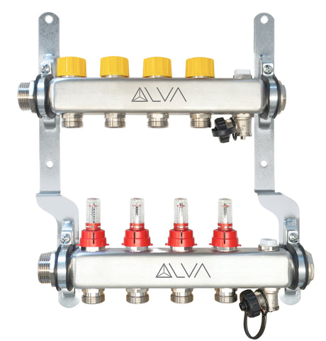 Alva FBH-Verteiler Edelst. DYNA-if 1"AG 6 Kreise, flachd. 0-5 l/min, L:440 mm - ALFBHVDY6