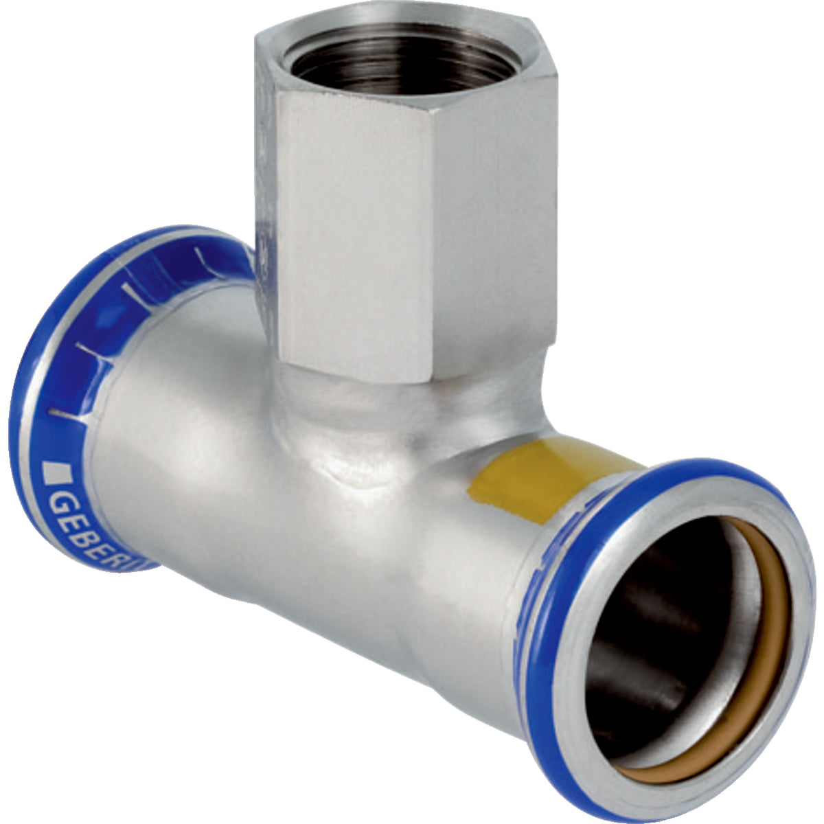 GEBERIT GE Mapress Edelstahl Gas T-Stk. mit Abgang d22mm x Rp1/2 x 22mm  – 34055