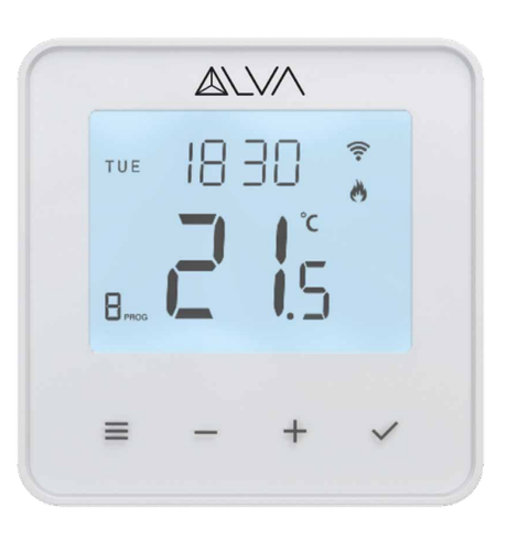 ALVA Raumthermostat LCD programmierbar weiss Kabel 230V, 16 A Relais - ALRTMLCD230PR16
