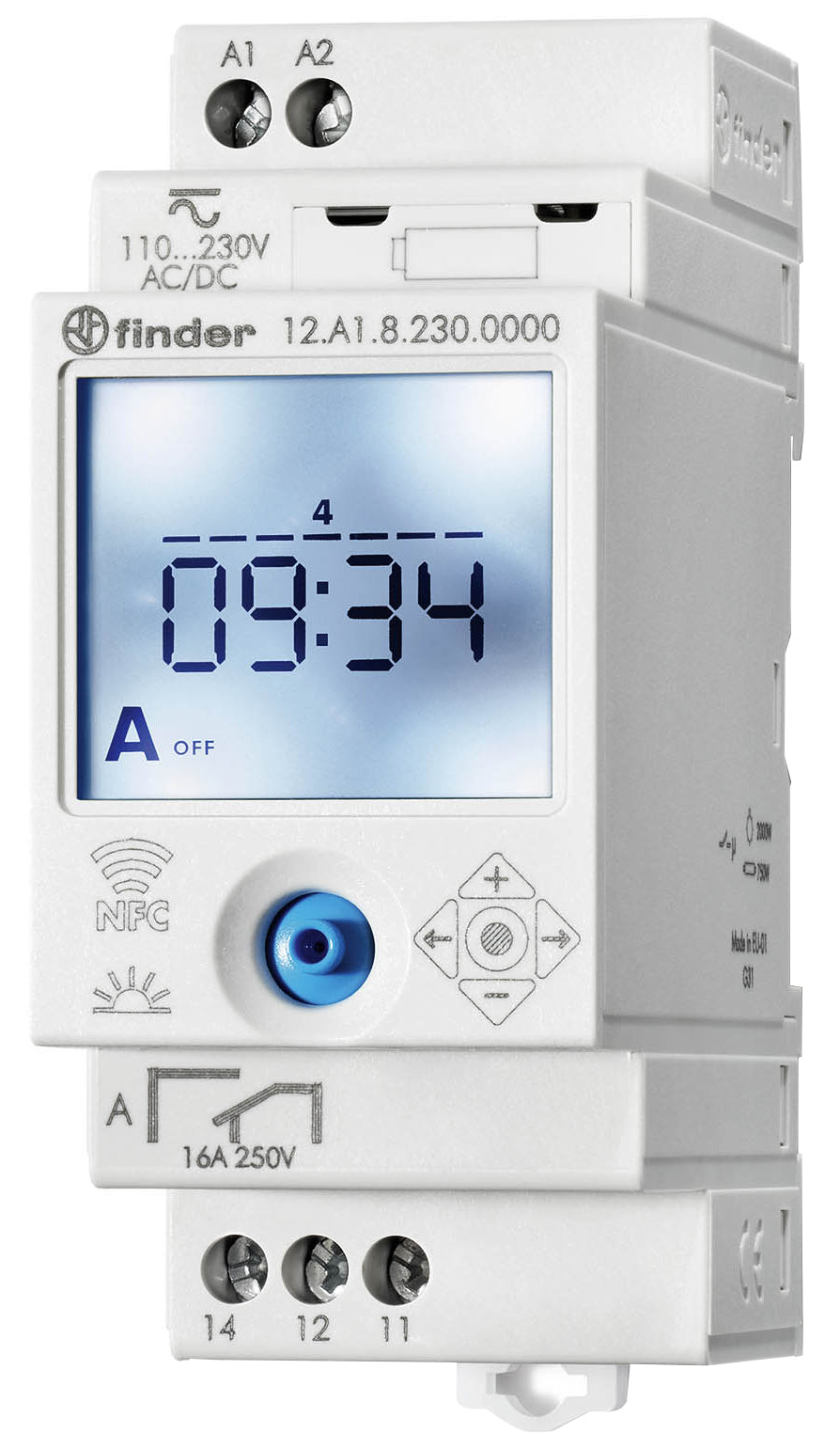 FINDER Astro-Schaltuhr 1 Kanal Joystick und APP Übertragung via NFC fähige Handys   – 12.A1.8.230.0000