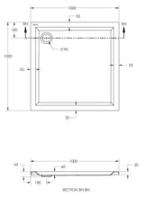 Alva Una 1.0 Acryl Rundbrausetasse 100x100x6,5cm, R55, Weiß ohne Füße - AQRBT100F1