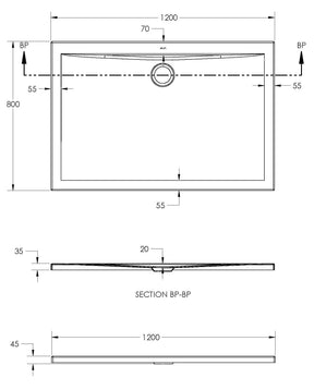 Alva Idea 1.0 Acryl Brausetasse 120x80x4,5cm, Weiß ohne Füße - AQBTIDBT12.80.1