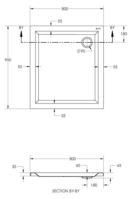 Alva Una 1.0 Acryl Brausetasse 90x80x6,5cm, Weiß ohne Füße - AQBT90.80F1