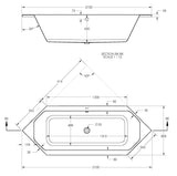 Alva Idea 1.0 Acryl Wanne 6-Eck 210x80cm, Weiß ohne Füße - AQBWID6EW210.1