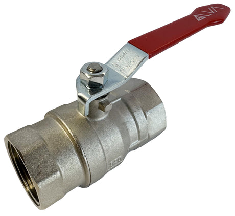 ALVA Kugelhahn Heizung MS 5/4"IG/IG lang Hebelgr.Stahl verz.rot PN25 Stopfbuchse - ACKHL5/4N