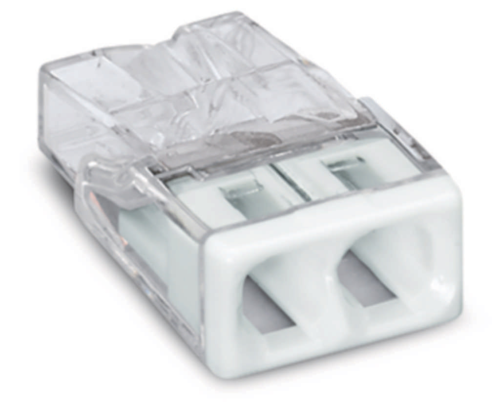 WAGO COMPACT Verbindungsdosenklemme 2-polig max. 2,5 mm², transparent/weiß   – 2273-202