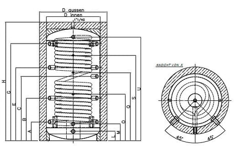 Alva Schicht-Kombispeicher 500 L,Silber Vlies 100 mm - ALSKS500