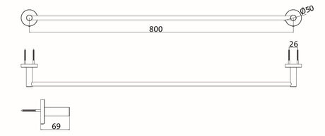 Alva Forta Badetuchhalter kürzbar 80cm, Chrom - AQASFOBH80K