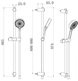 Alva Varia Brausestangenset 90cm verstb. Wandbf., HB 3-fach, BS 150 cm, Chrom - AQARVABS90V4