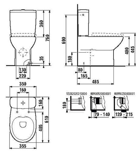 Alva Idea 1.0 Kombi-Stand-WC Tiefspü. Abgang waagr./senkr., oh.Spülkasten,Weiß - AQKEIDWCT.1