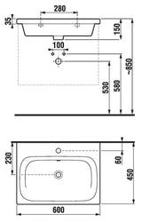 Alva Idea 1.0 Waschtisch 60x45cm, mit Hahnloch, Weiß - AQKEIDWT60.1