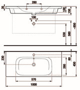 Alva Idea 1.0 Waschtisch 100x45cm, mit Hahnloch, Weiß - AQKEIDWT100.1
