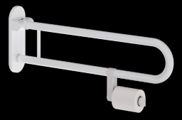 Alva Varia Drehklappgriff 75cm mit Toilettenpapierhalter, bis 130kg, Weiá - AQBFVADKGRH75W