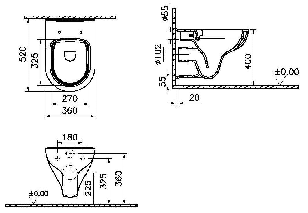 Alva Amoa Wand-WC Tiefspüler spülrandlos, Weiß - AQKEAMWWCTS.1